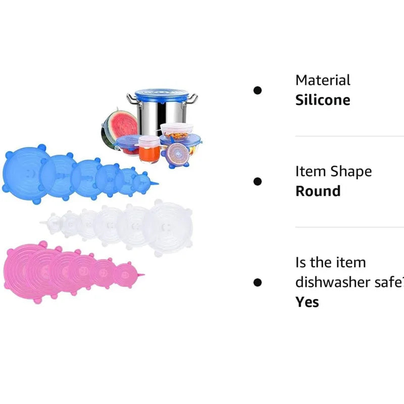 Reusable Silicone Cover Stretch Lids Airtight Food Wrap Covers Keeping Fresh Seal Bowl Stretchy Wrap Cover Kitchen Cookware
