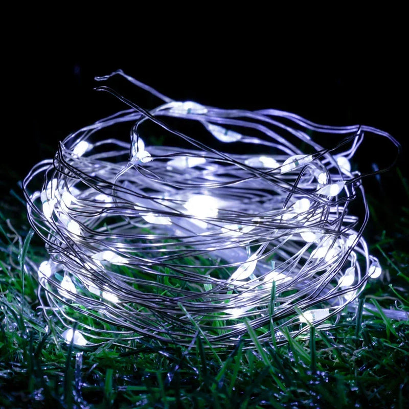 LED Fairy Lights Battery Operated String Lights Waterproof Silver Wire Firefly Starry Lights  Wedding Party Xmas Christmas Decor