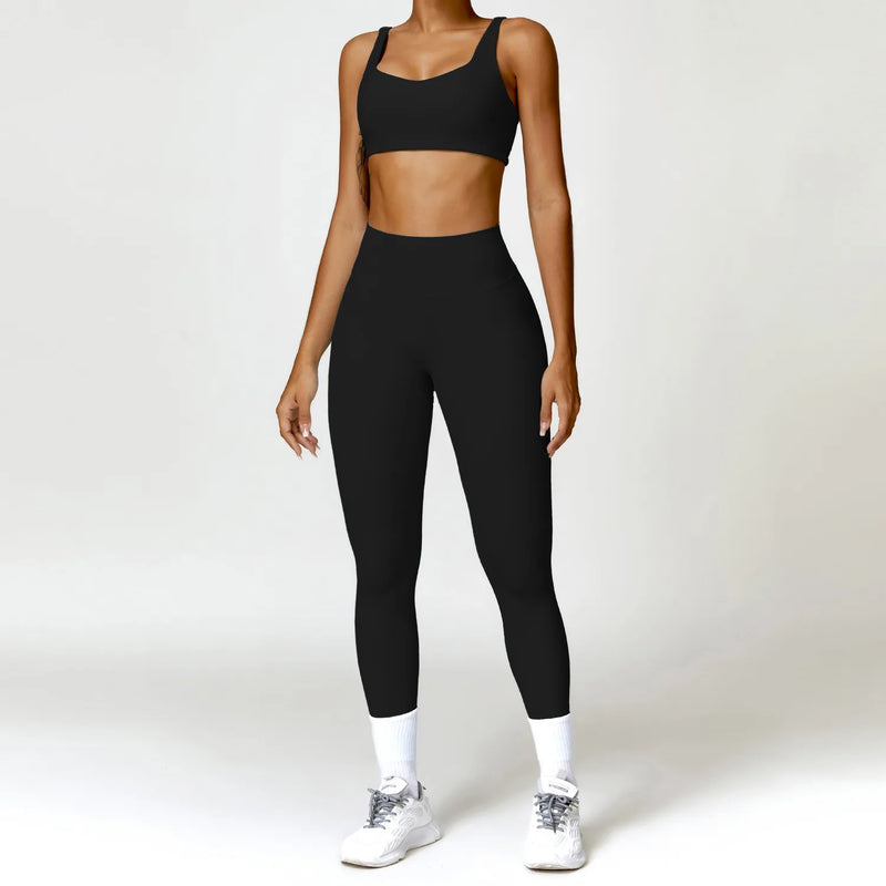 Yoga Suit 2 Pieces Sportswear Sports Set Women Tracksuits Gym Clothes Sport Bra Fitness Long Sleeve Top Workout Legging Yoga Set