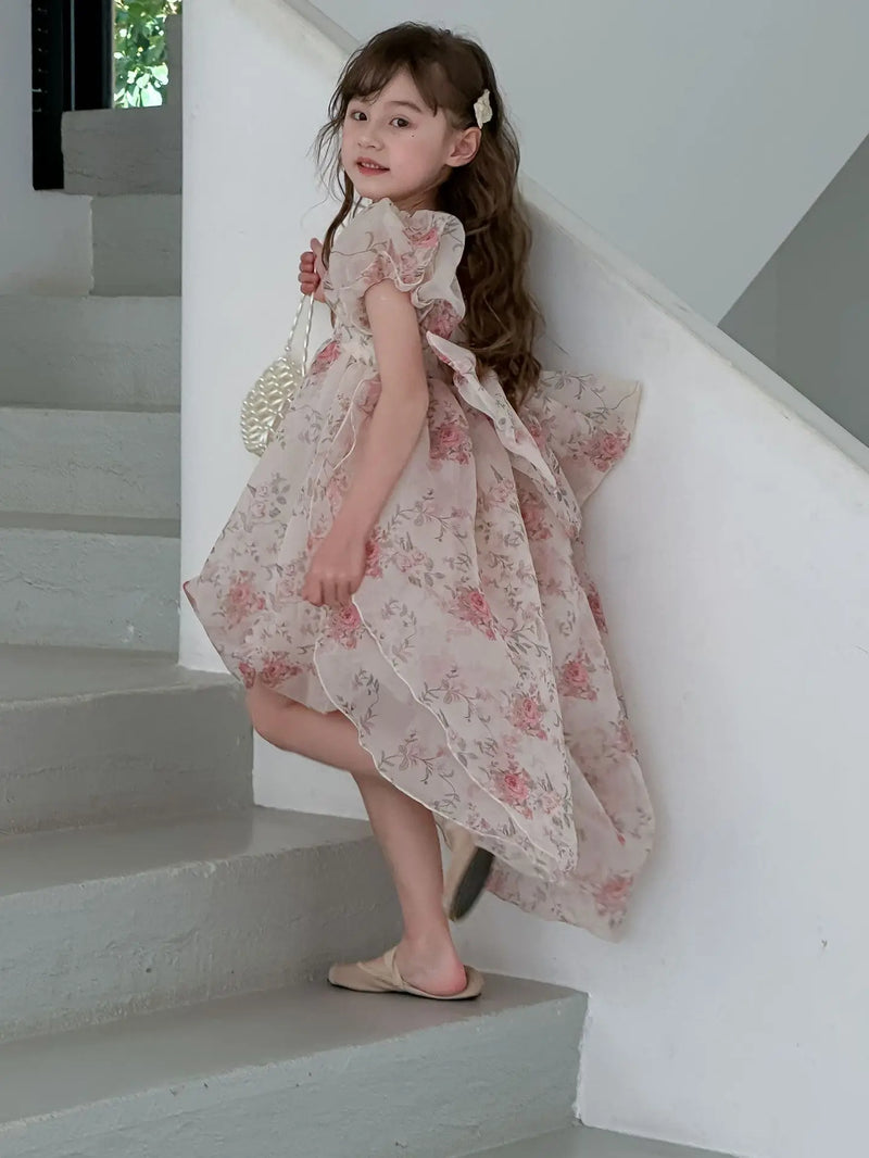 Casual Summer Girls Princess Dress – Sweet Floral Bow Knot Style