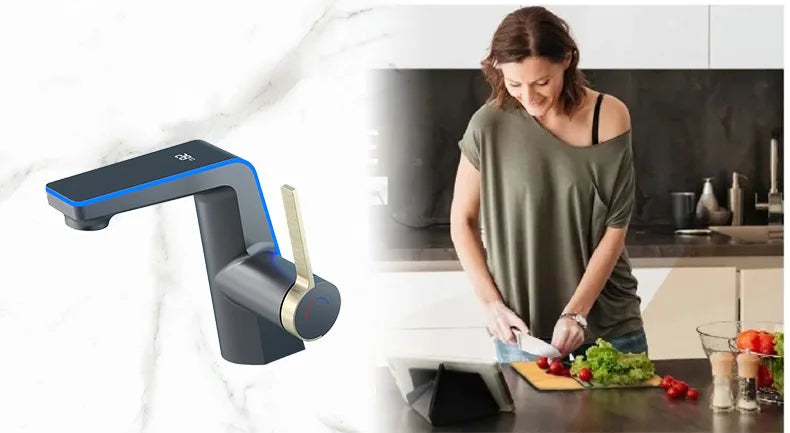 LED Digital Atmosphere Light, Basin Faucet, Bathroom Household Faucet