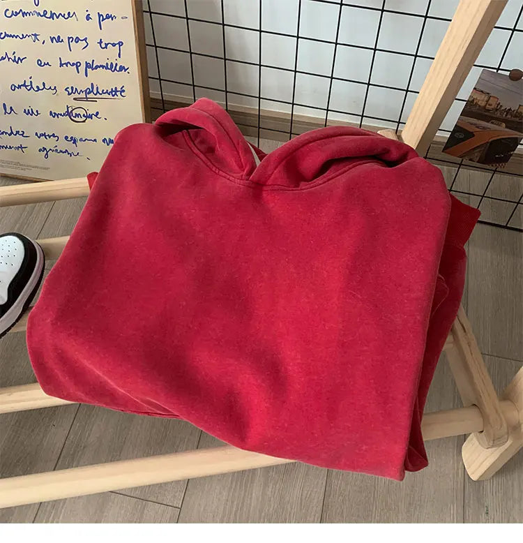 Men’s Vintage Washed Hoodie – Loose Fit Streetwear Pullover for Casual Harajuku Style