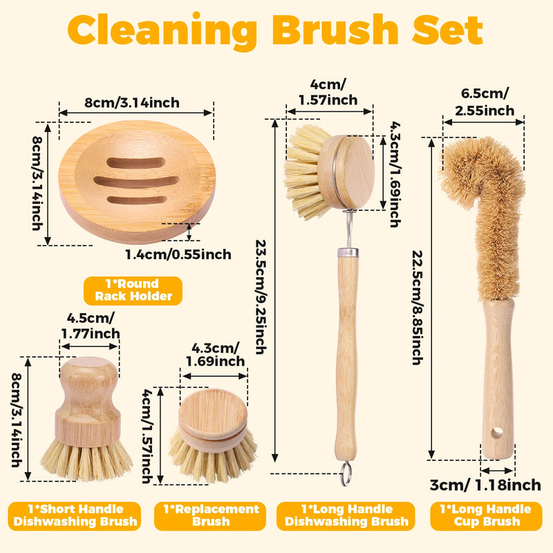 4/5Pcs Bamboo Dish Scrub Brushes Replaceable dish brush Kitchen Wooden Cleaning Scrubbers Household Cleaning Brush Cleaning Tool