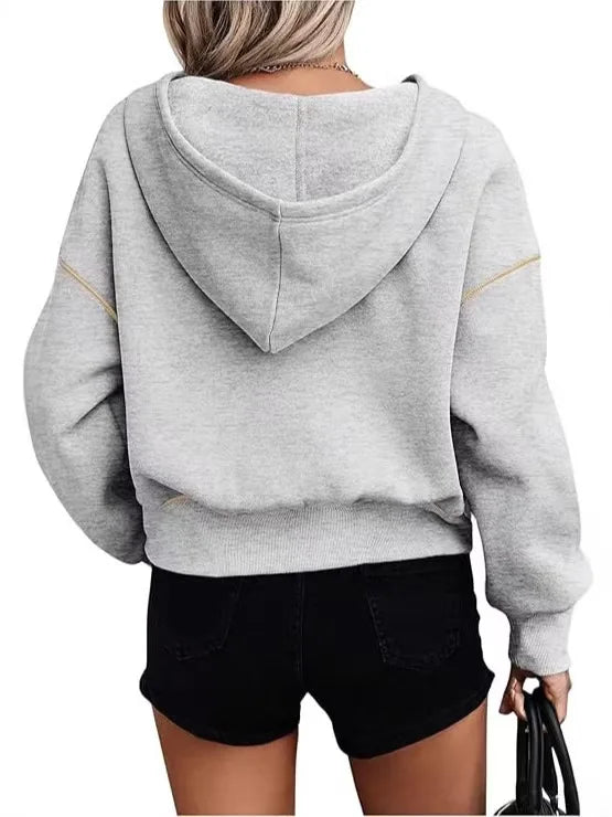 Women’s Oversized Half-Zip Sweatshirt – Casual Long Sleeve Pullover Hoodie for Autumn Fashion