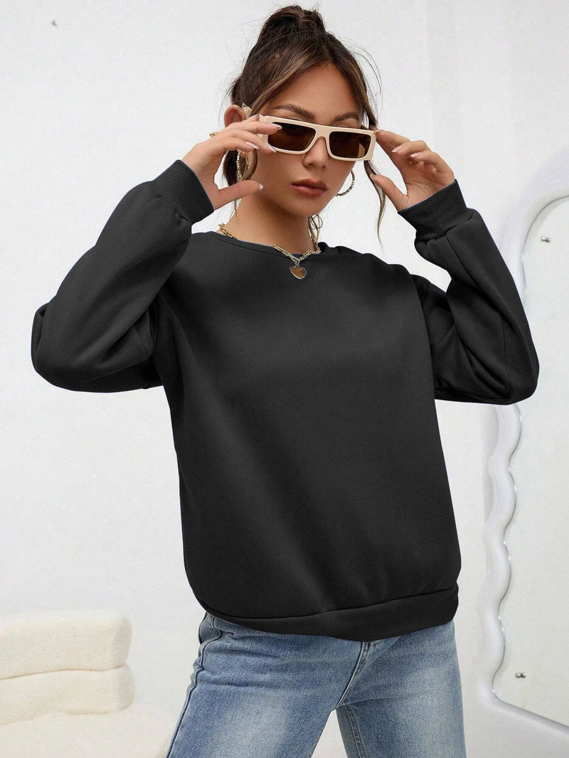 Woman Sweatshirt Casual Solid Color All-Match Clothing Loose Fashionable Pullovers Autumn Crewneck Warm  Female Hoodies