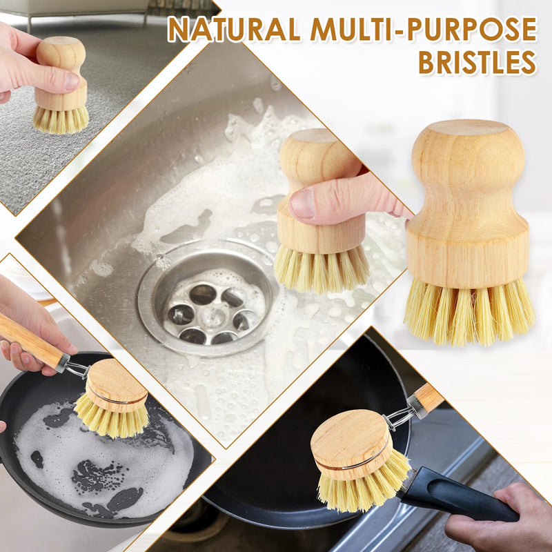 4/5Pcs Bamboo Dish Scrub Brushes Replaceable dish brush Kitchen Wooden Cleaning Scrubbers Household Cleaning Brush Cleaning Tool