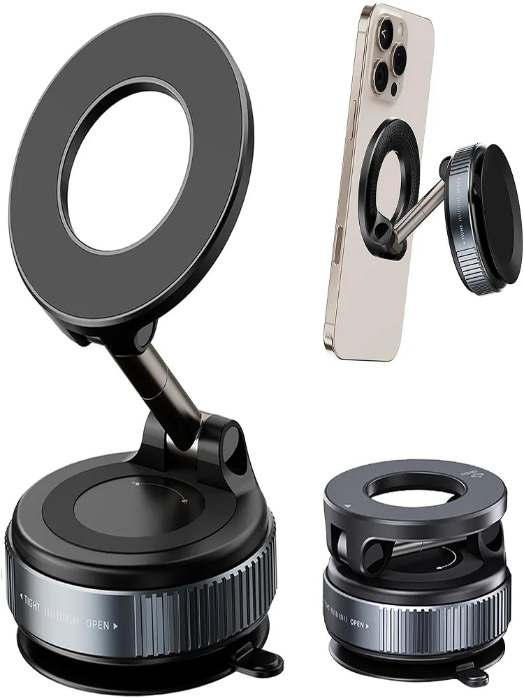 Magnetic Vacuum Car Mount Phone Holder Vacuum Suction Cup Car Phone Stand Universal GPS Navigation Stand for Car Smooth Surfaces