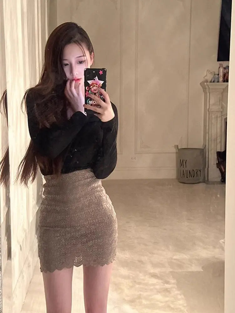 Tatiana Haven Coquette Lace Mini Skirt – Y2K Aesthetic A-Line Streetwear Skirt for Women