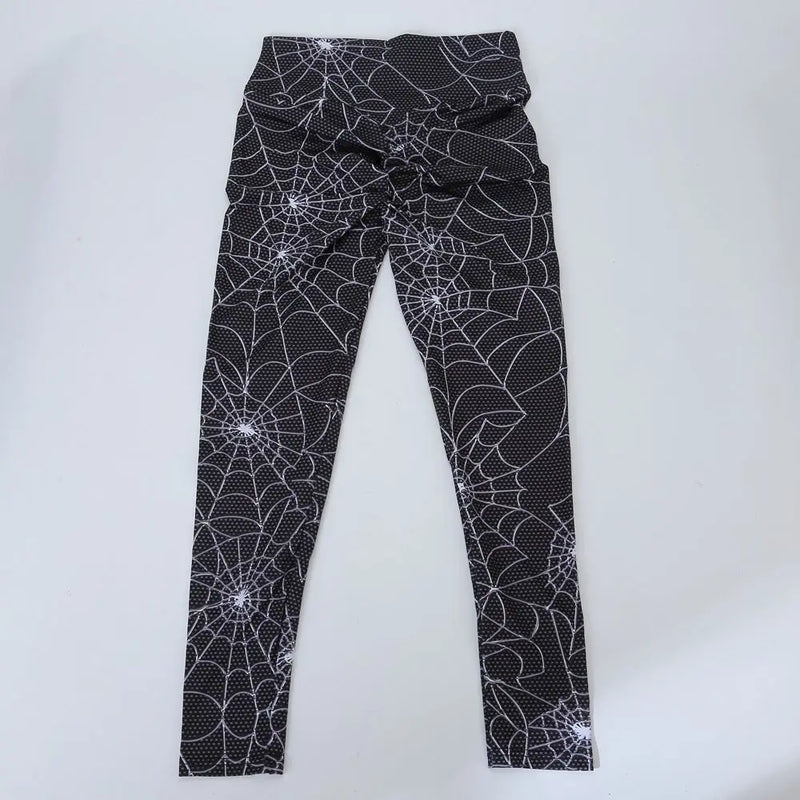 High Waist Fashion Leggings Women Fitness Running Yoga Leggings Pants Energy Gym Tight Leggings spider web printed Leggings