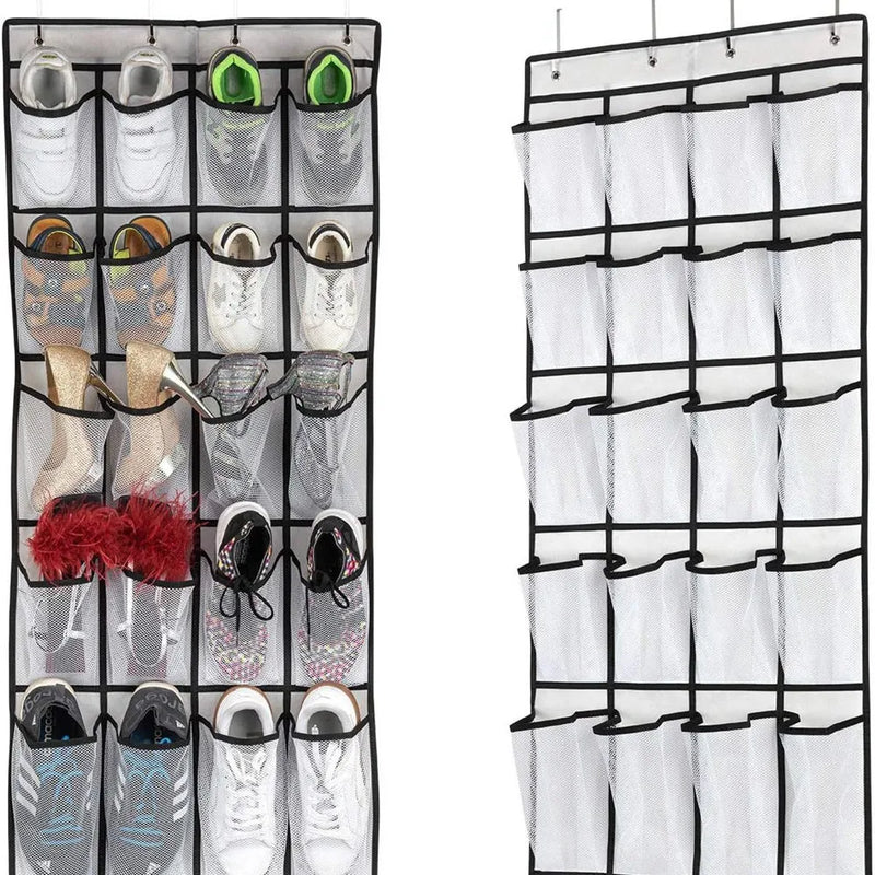 Over The Door Shoe Rack With 24 Large Mesh Pockets Hanging Shoe Organizer For Closet Hanging Shoe Rack Holder Hanger