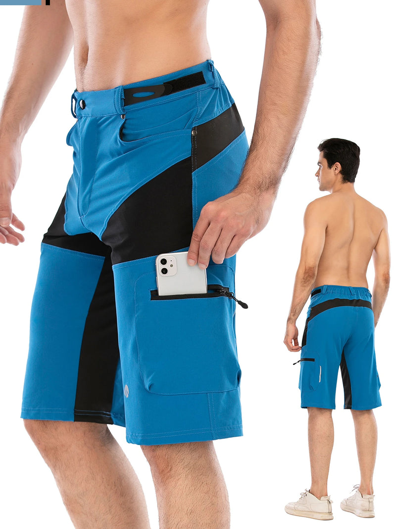 Gym Shorts Man Mountain Bike Shorts Stretch MTB Shorts Quick Dry with Zipper Pocket Suitable for Running，Hiking，Camping