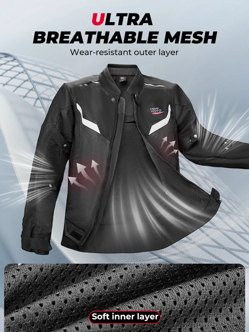 Motorcycle Riding Jacket Men Breathable Summer Clothing Built-in CE Protector Gear Soft Mesh Cycling Motocross Off-road Outfit