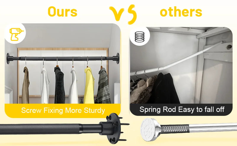 Closet Rod, Adjustable Closet Rods for Hanging Clothes,Closet Rod Extender Closet Organizer,Heavy Duty Closet Bar