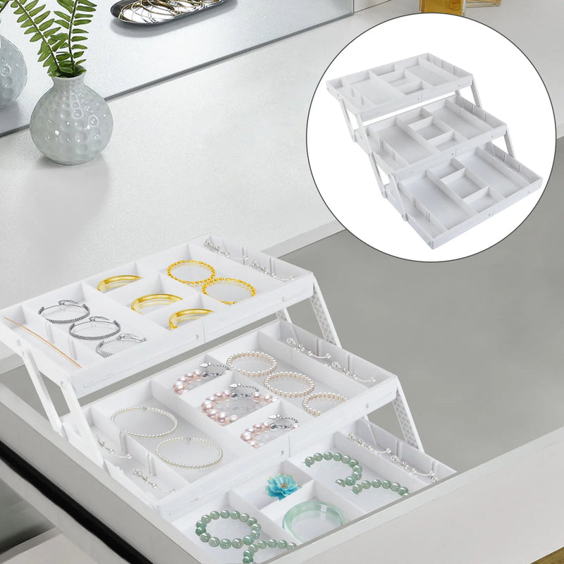 2/3 Tier Drawer Organizer Multi Level Collapsible Expandable Desk Organizer Trays for Office Supplies, Kitchen Gadgets Utensils
