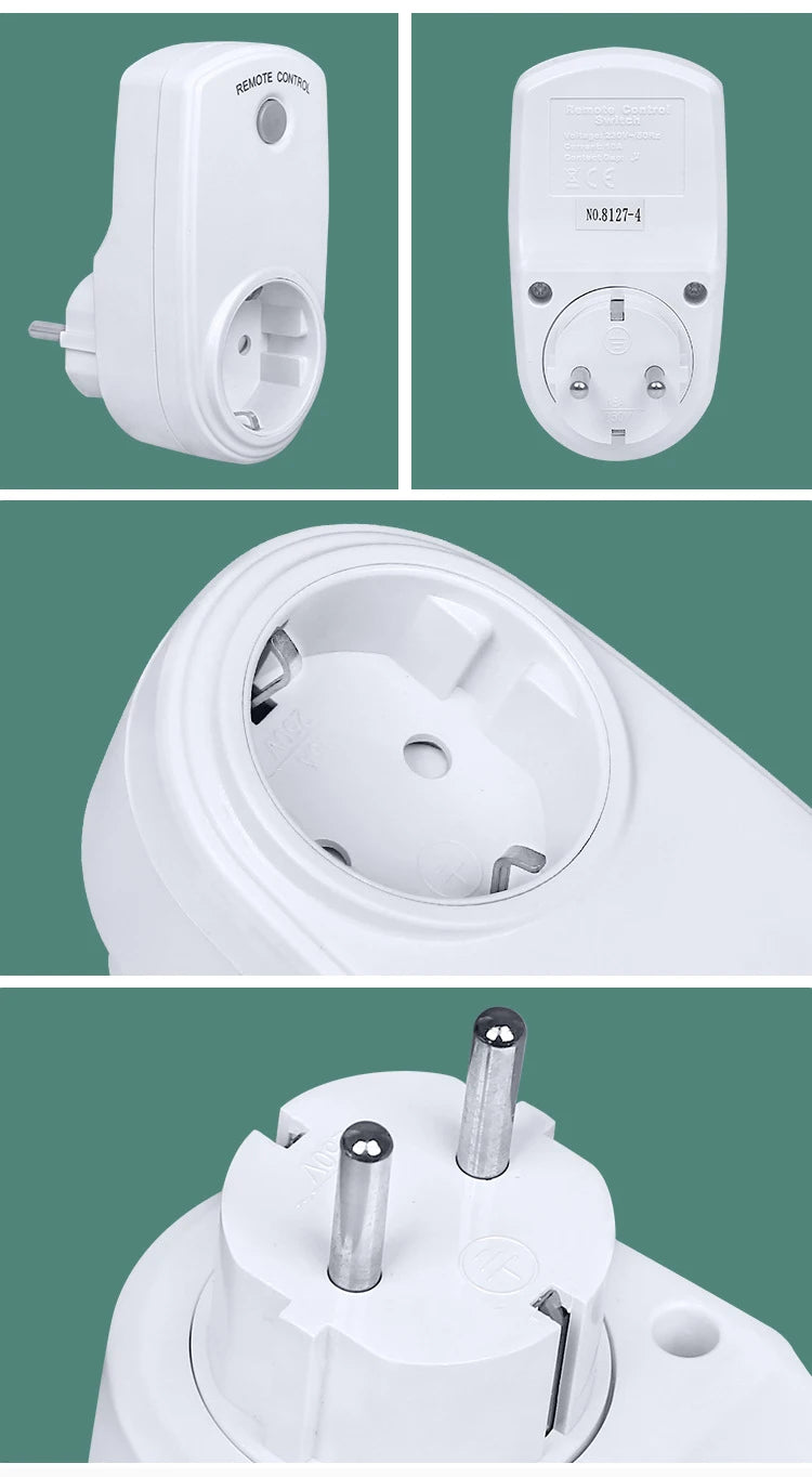 Wireless Smart Remote Control Socket Plug Power Outlet Light Switch Plug Socket Power Outlet Socket EU Plug with Remote Control