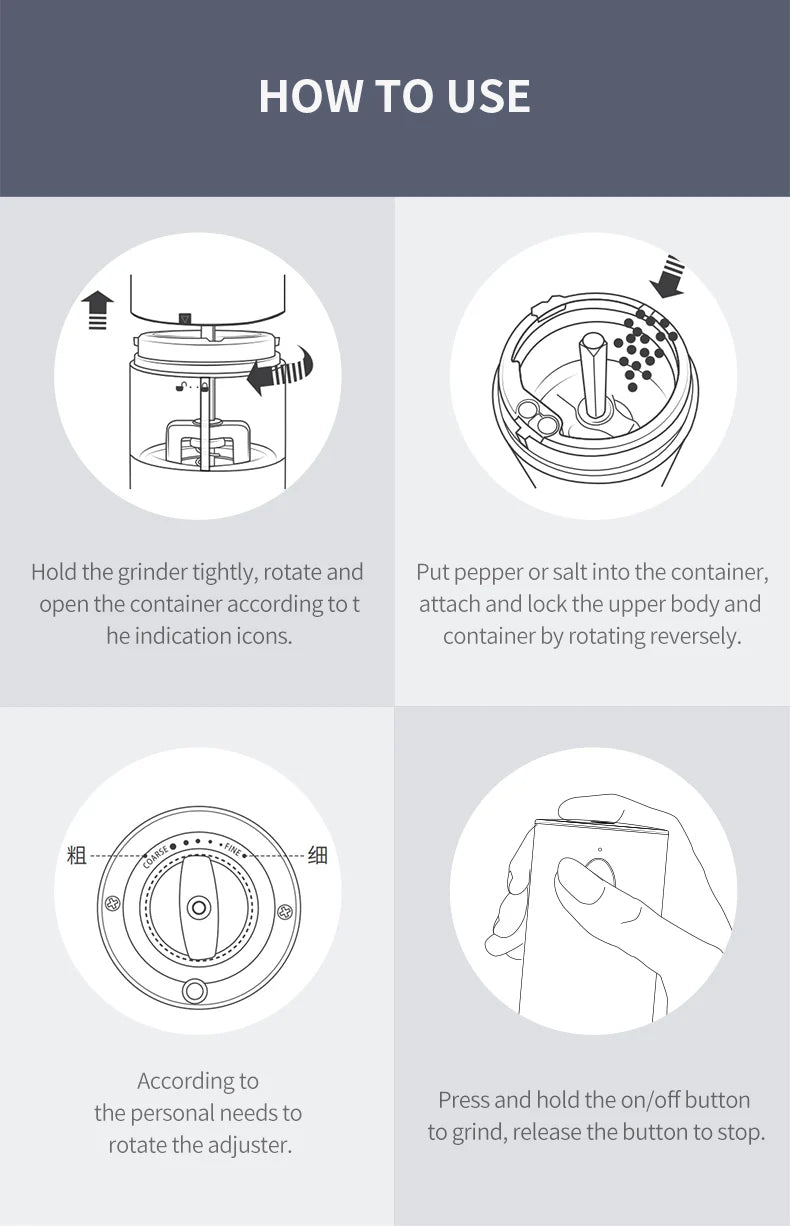 Electric Salt and Pepper Grinder Set with USB Charging Base Large Capacity Adjustable Coarseness Stainless Steel Automatic Mills