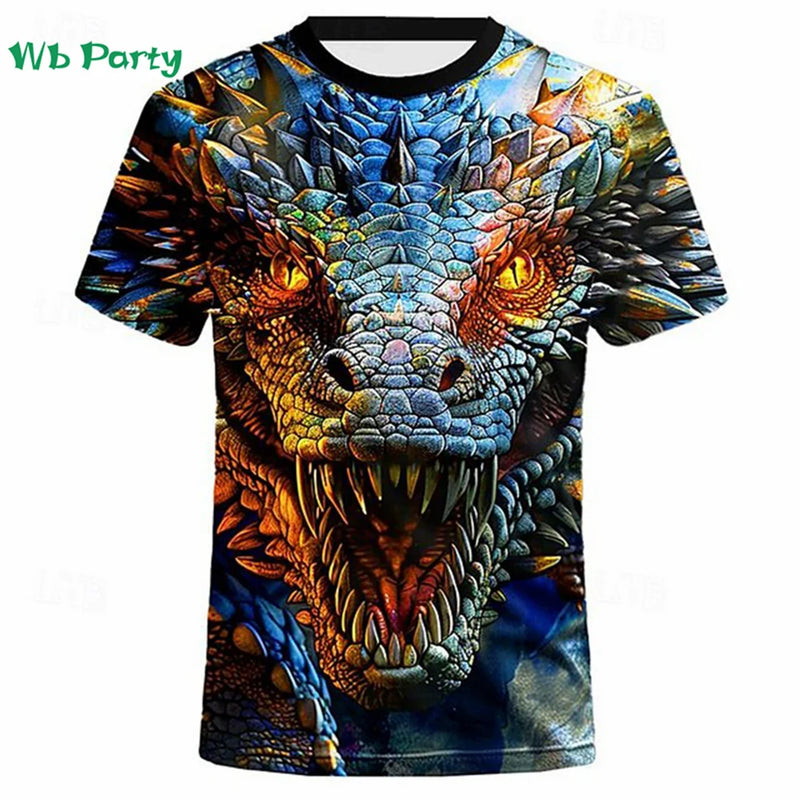 Oversized T shirt Men Dragon Print T-shirt Man Dragon Graphic Tee Men&