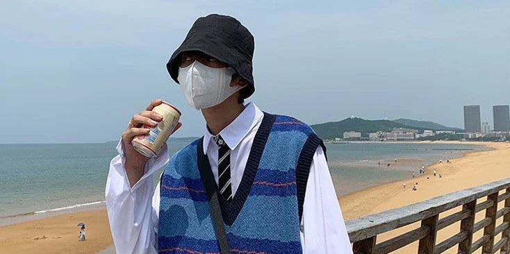 Tatiana Haven Men’s Printed Knit Sweater Vest – V-Neck Casual Korean-Style Fashion Waistcoat for Autumn & Winter