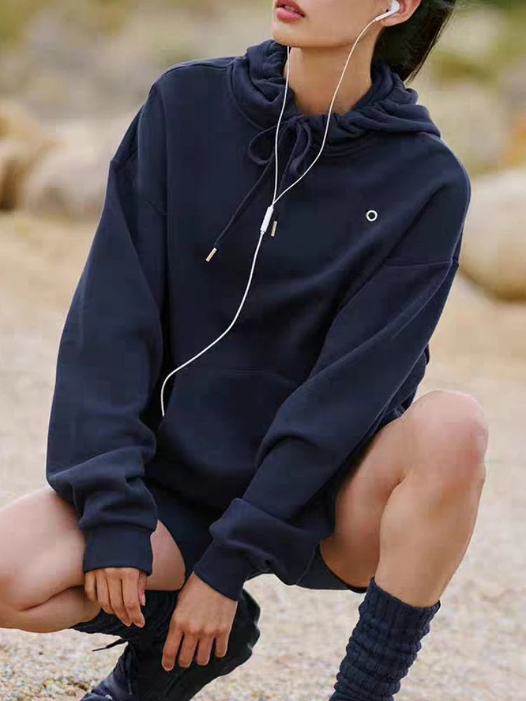 Oversized Hoodies for Women Casual Loose Sports Pocket Pullover Long-sleeved Top Solid Women&