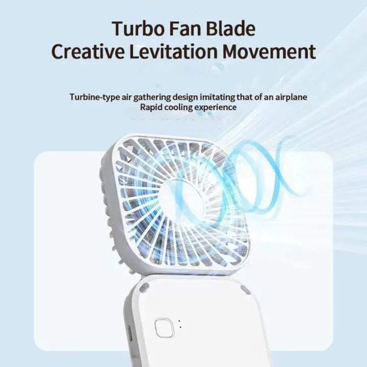 Mini Handheld Fan Mute Foldable Fan Multi-functional Turbine Fan USB Rechargeable Portable Hanging Neck Fan Mini Table Fan