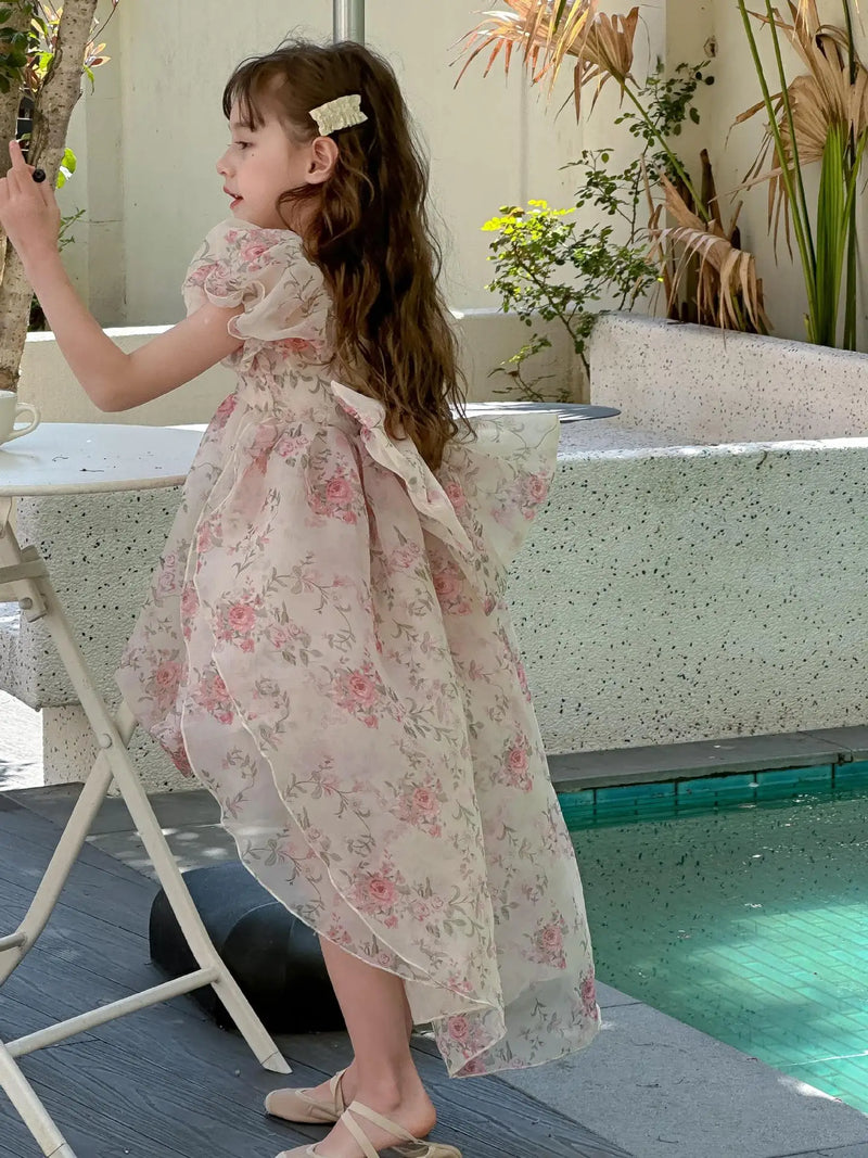 Casual Summer Girls Princess Dress – Sweet Floral Bow Knot Style