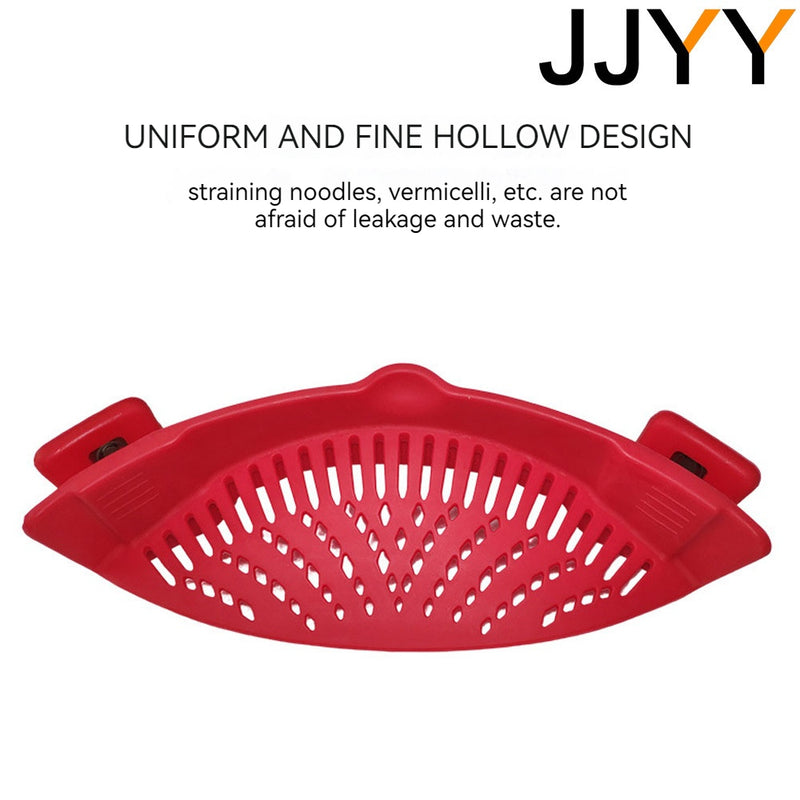 JJYY Universal Silicone Clip-on Pan Pot Strainer Anti-spill Pasta Pot Strainer Food Grade Rice Fruit Colander Strainer