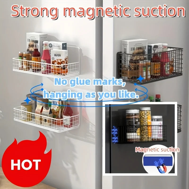 1pc Strong Magnetic Spice Rack-No-Drill,Space-Saving Kitchen Organizer for Refrigerator & Microwaves with Super Magnetic Suction
