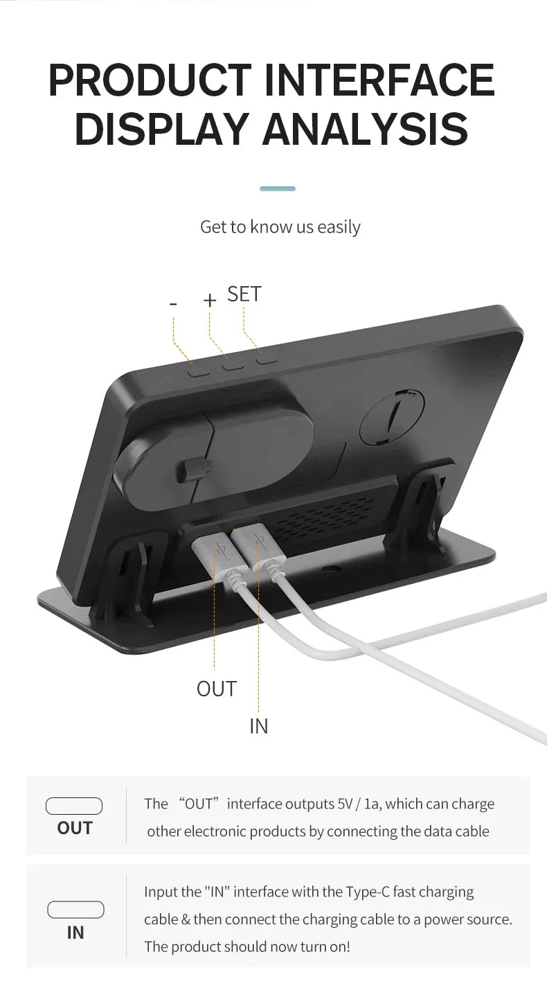 3 in 1 Wireless Charger For Samsung Galaxy Watch 6 5 Pro Fast Charging Station For Galaxy S24 S23 S22 Alarm Clock Chargers Stand