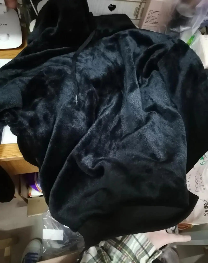 Loose Hoodies Woman Sweatshirt Casual Flannel Solid Pullover Autumn Winter Coat Y2k Fleece-lined Thicken Hooded Warm Soft Jacket