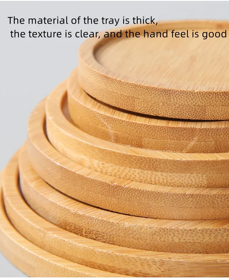 Bamboo Tray PlantMini Plant Pot Rack Multi-meat Pot Tray Balcony Storage Kitchen Storage Bathroom Storageround Tray Square