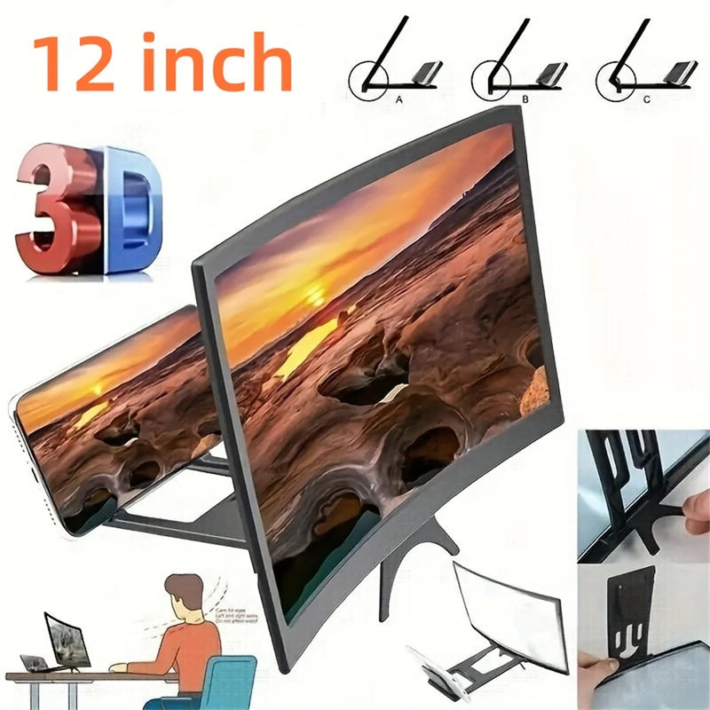 12 Inch Mobile Phone Screen Amplifier 3D Magnifying Glass Stand Magnifier HD Video Amplifier Phone Stand Enlarged Screen Bracket