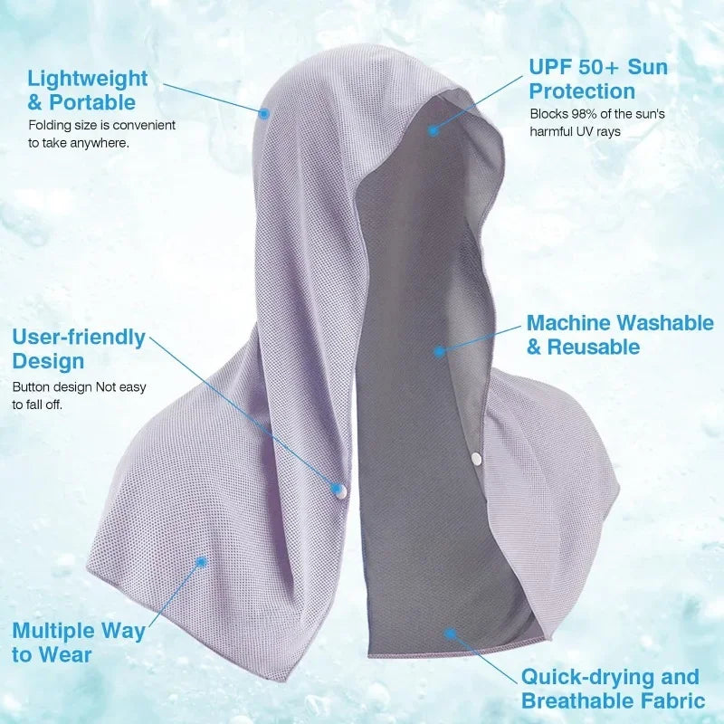 Cooling Hoodie Towel Cooling Towels Quick Drying Absorbent Towels for Neck and Face UV Protection Sport Workout Camping Cycling
