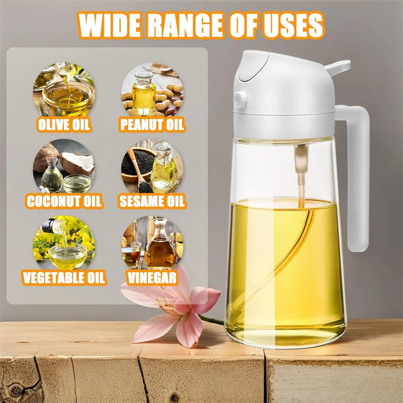Olive Oil Sprayer Mister for Cooking,16oz/470ml Glass Oil Spray Bottle,2 in 1 Food-grade Oil Dispenser Bottle For Kitchen