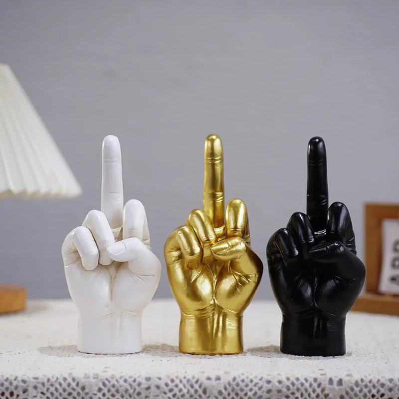 Tatiana Haven™ Trendy Resin Middle Finger Statue – Hip Hop Home & Desk Decor