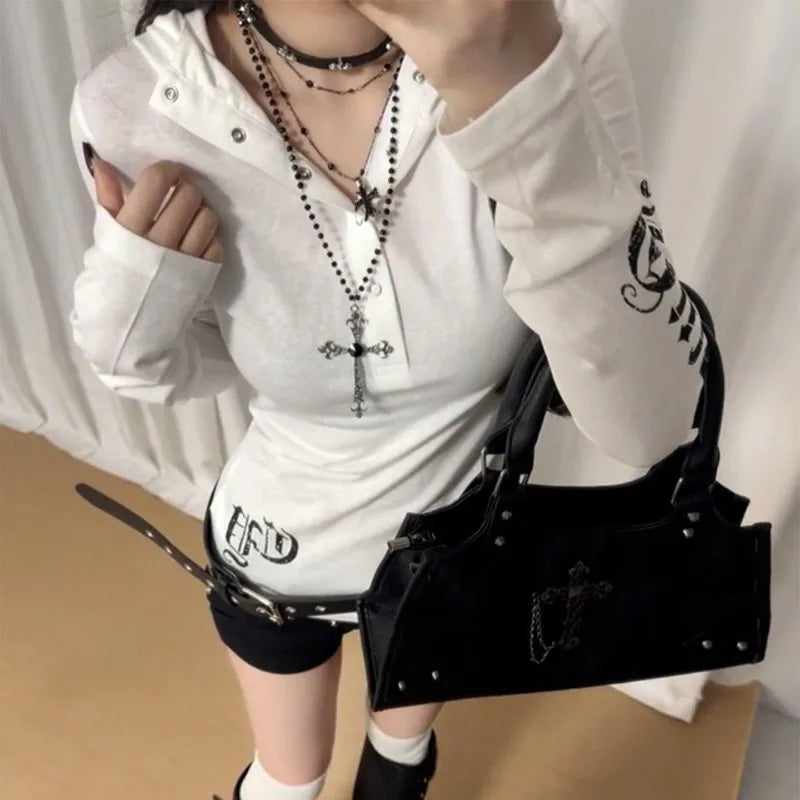 Coquette Aesthetic Hooded T-Shirt Women&