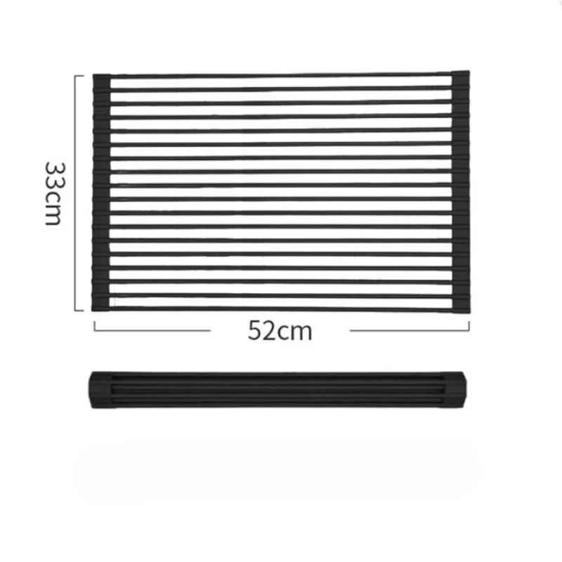 Large roll dish drying rack foldable dish rack sink drainer roll sink drying rack full silicone coated stainless steel dish