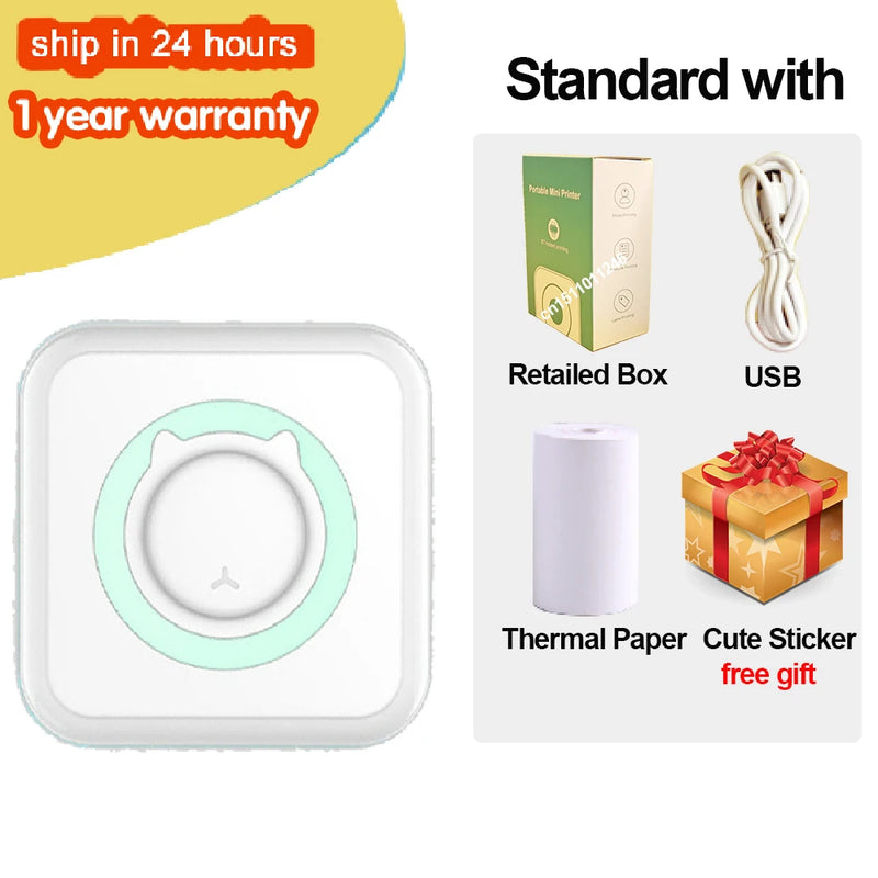 Portable Thermal Printer MINI Wirelessly BT 203dpi Photo Label Memo Wrong Question Printing With USB Cable Imprimante Portable