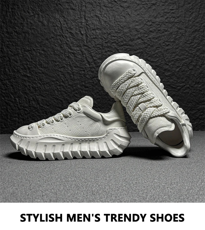 Chunky Sneakers Men Designer Sport Shoes Fashion Casual Microfiber Leather Breathable Height Increased Flat Platform Board Shoes