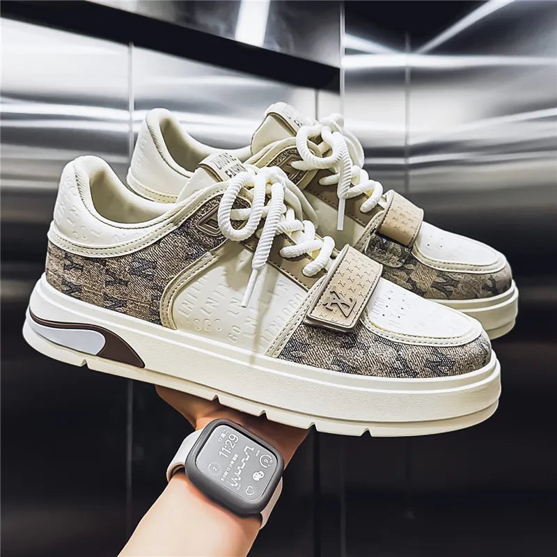 Fashion White Blue Skateboard Shoes Man Comfortable Platform Men&