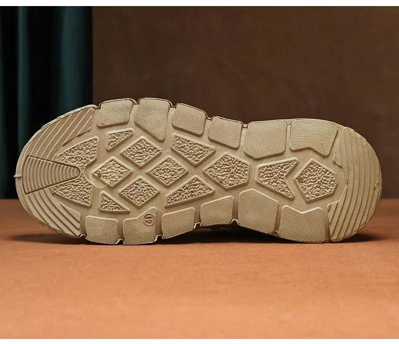 Men Chunky Sports Sneakers Spring Fashion Slip-on Men Casual Shoes Leather Waterproof Work Shoes for Men Anti-Slip Platform Shoe