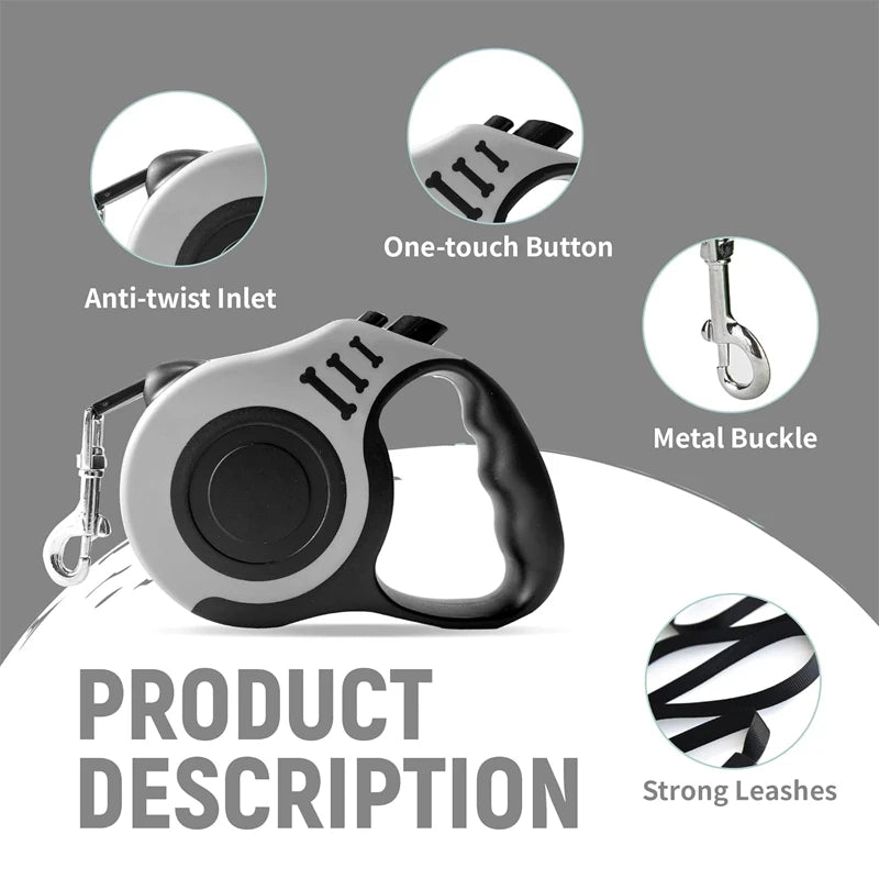 🐾 Retractable Dog Leash – 5m Automatic Nylon Lead for Small & Medium Dogs and Cats