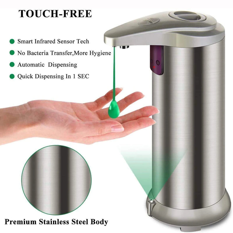 Automatic Soap Dispenser Touchless Soap Dispenser 250ml Battery Powered Electric Adjustable Stainless Steel Dispenser
