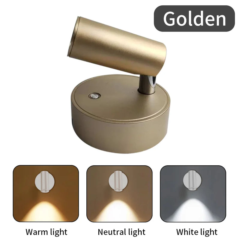 LED Light Magnetic Rechargeable Wall light Spotlight Wireless No Punch Reading Light With Touch Switch Dimmable Bedside Lamp