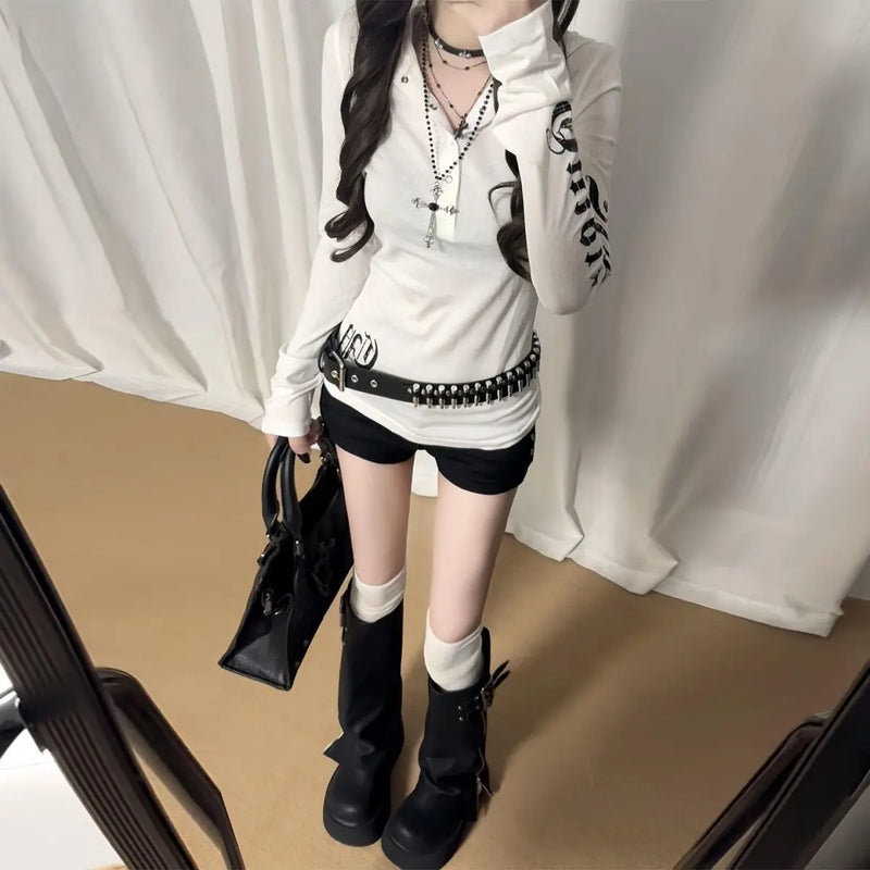 Coquette Aesthetic Hooded T-Shirt Women&