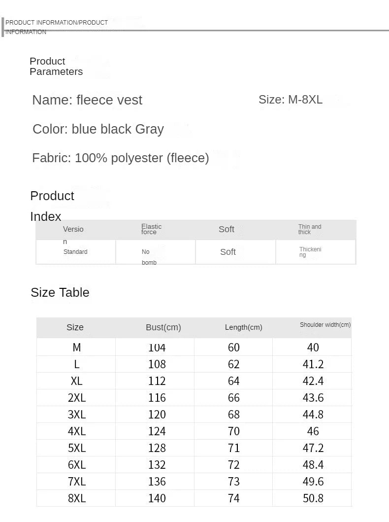 Tatiana Haven Men’s Fleece Winter Vest – Warm Casual Sleeveless Jacket with Zipper and Pockets