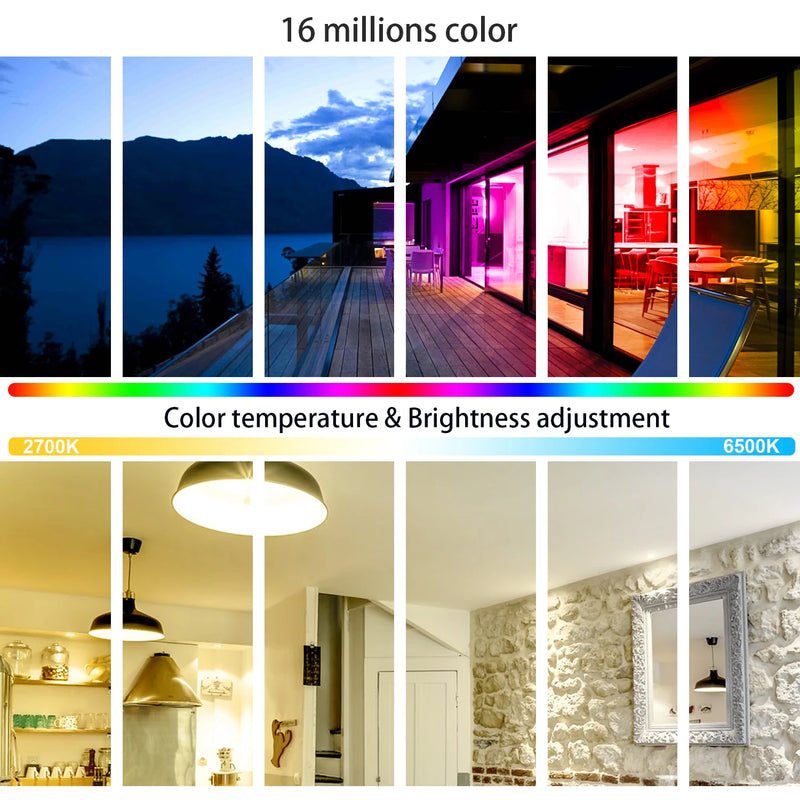 LED Smart Bulb E27 100-240V Color Changing LED Bulb with Music Synchronization WiFi and BLE 5.0 Dimmable RGB Smart Home Lighting