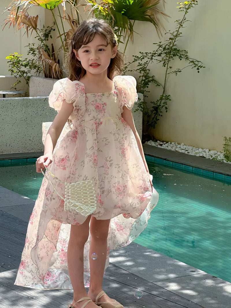Casual Summer Girls Princess Dress – Sweet Floral Bow Knot Style