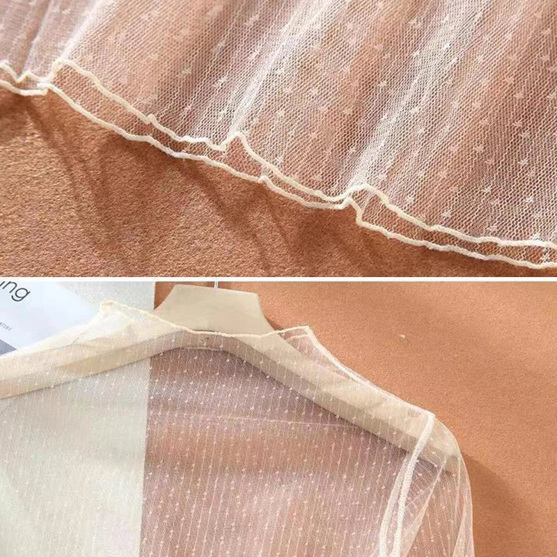 Transparent Mesh Ladies Tops Sexy Women O Neck Turtleneck Mesh T-Shirts Sheer Blouses For WomenLong Sleeve Shirt Crop Top