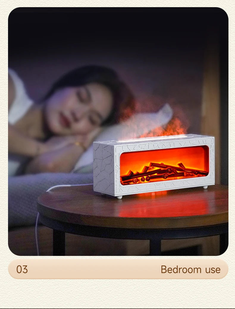 Air Humidifier Essential Oil Diffuser Flame Aroma Humidifier Home Room Fragrance Diffuser with Night Light Aromatherapy Diffuser