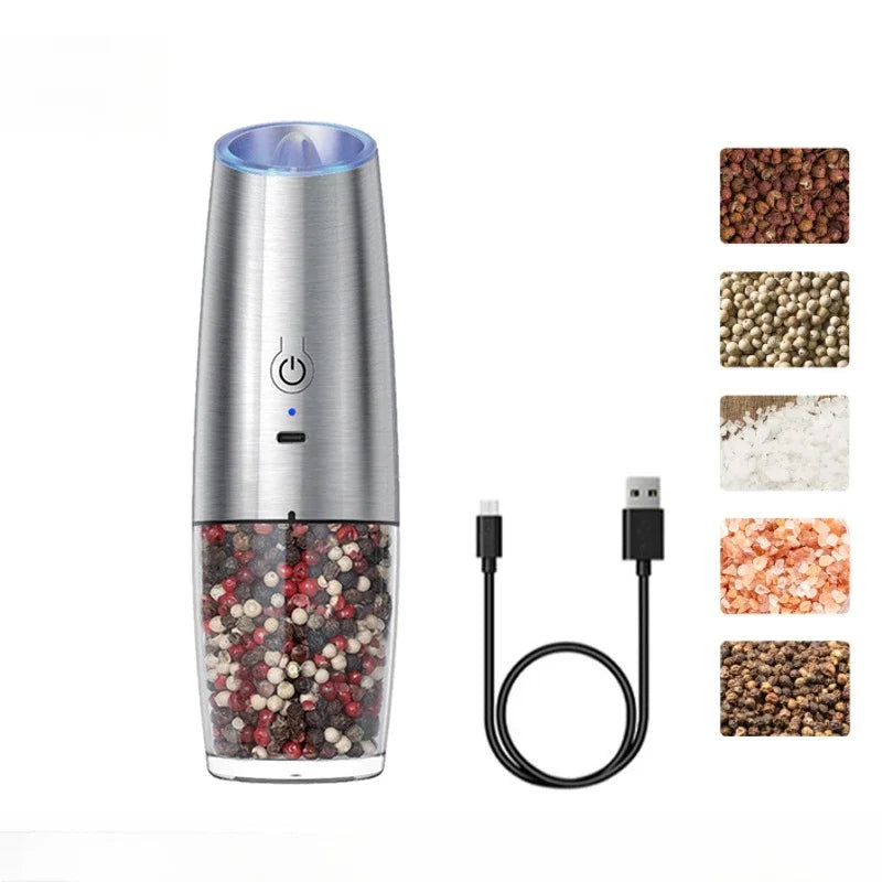 Electric Salt and Pepper Grinder USB Rechargeable Adjustable Coarseness Large Capacity Auto Spices Grinders Kitchen Cooking Tool